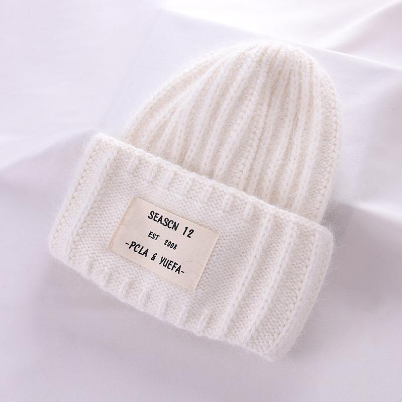 2022 зимняя шапка из кроличьего меха для женщин, мягкие теплые пушистые однотонные вязаные шапки из ангоры, кашемировые шерстяные шапочки Skullies