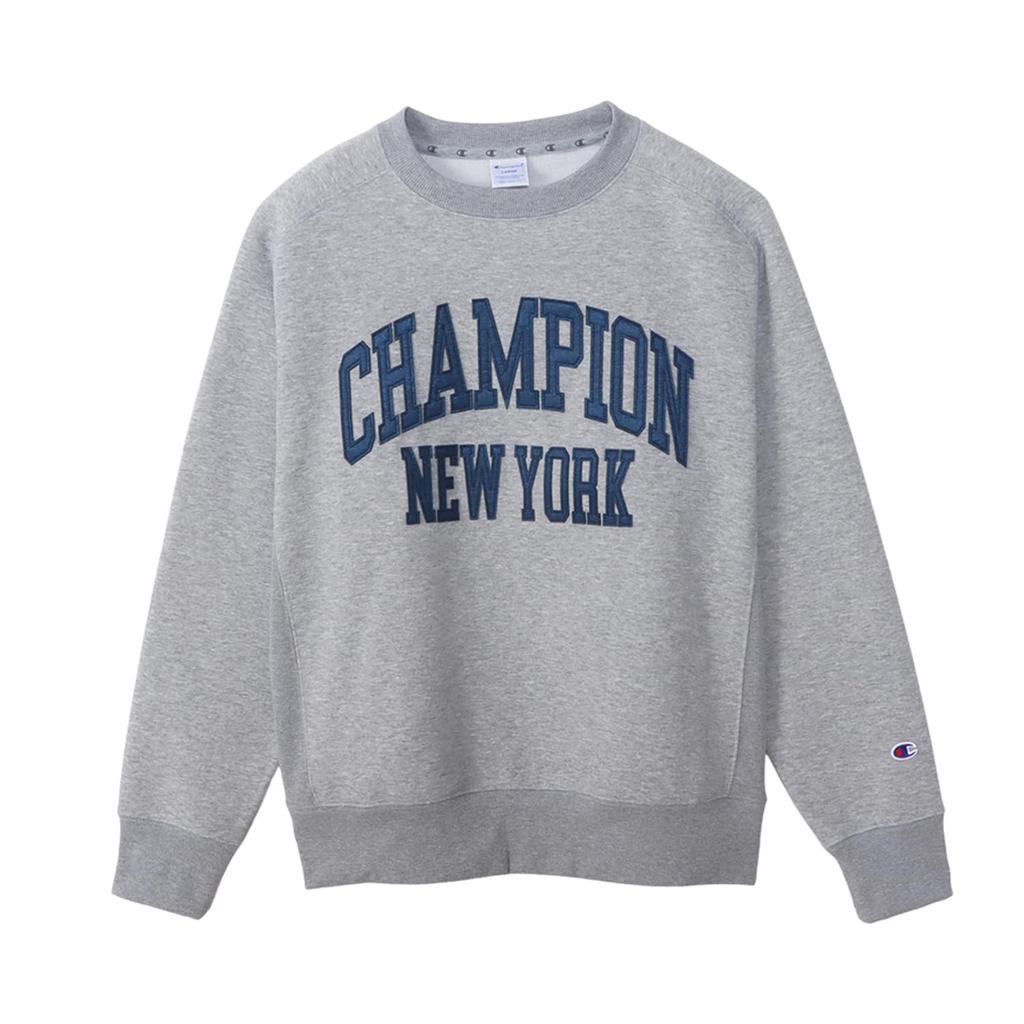 Long Round Antibacterial and Heat Graphic Logo TECH TERRY Crew Neck Oxford L [Champion] Sweatshirt, Sleeve, Neck, Deodorizing, Stretch, Retention,