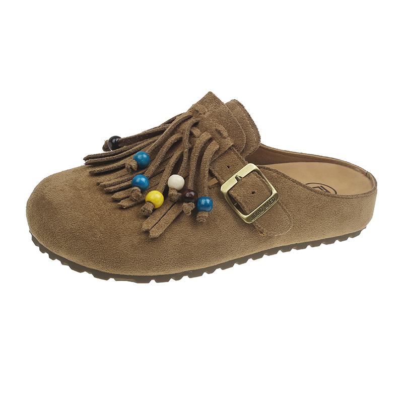 Модные Ретро 2025 Новые Платформа Баотоу Ленивые Плоские Удобные Богемные Этнические Шлепанцы