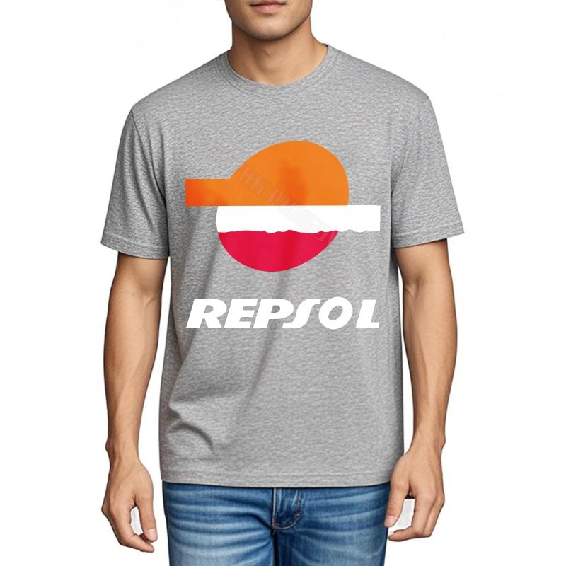 Смешная футболка Streetwear Мягкая хлопковая футболка Логотип Repsol на черной футболке Взрослая футболка с коротким рукавом Аниме Минималистичная футболка Короткая