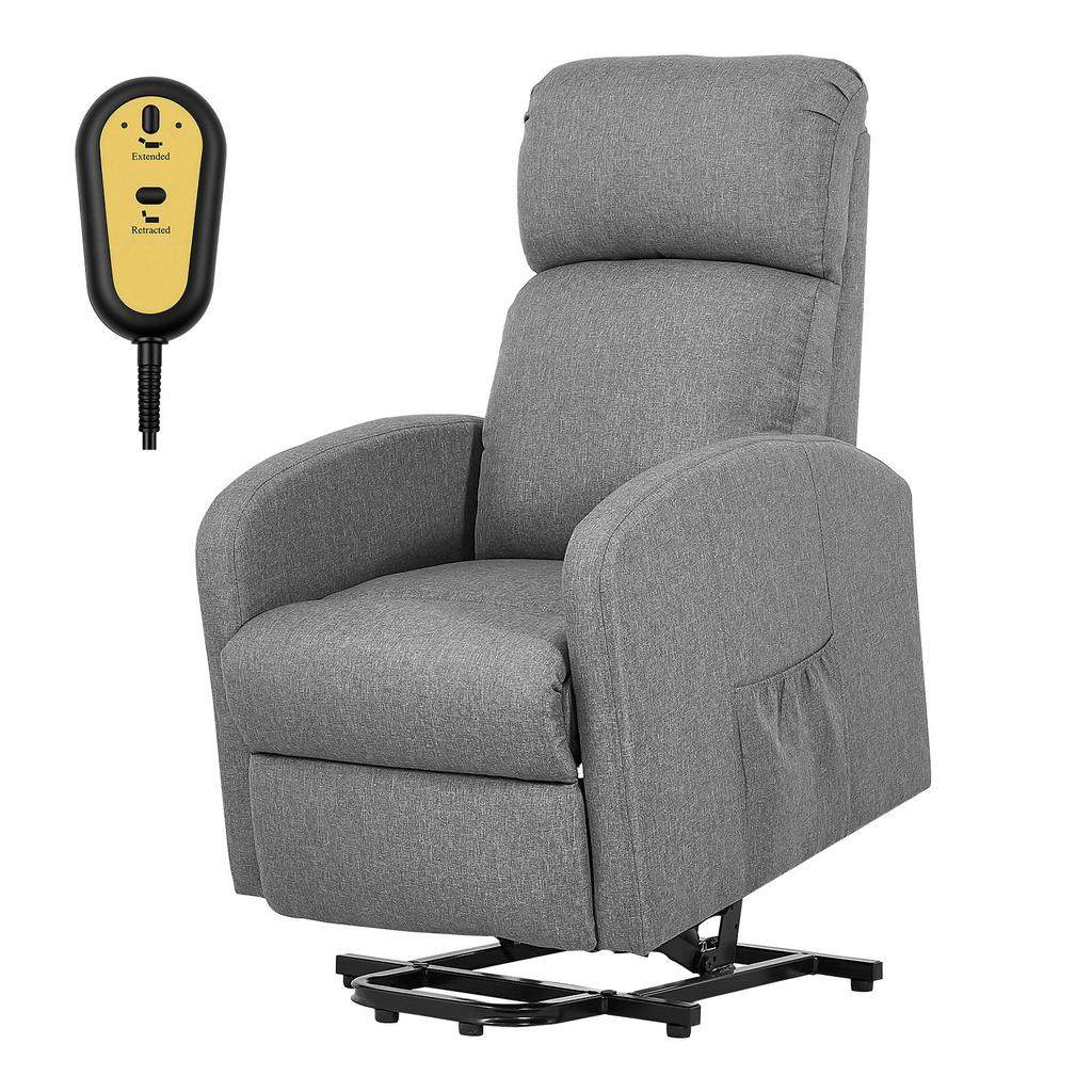 VEVOR Power Lift Recliner Chair, Electric Lift Chair for Elderly, Infinite Position Adjustment, Linen Fabric, High-Resilience Foam, with Side Pockets