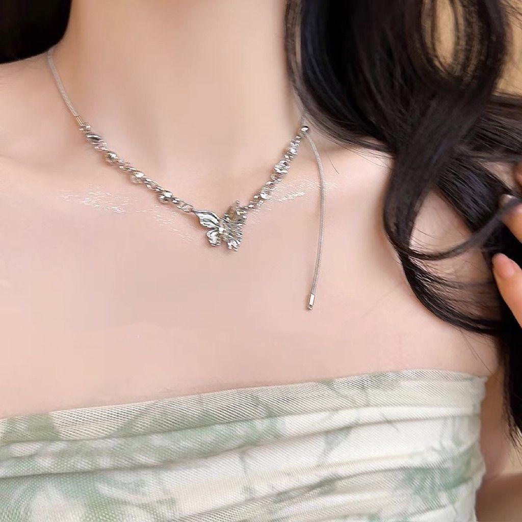 JMXD-Butterfly Цирконий бахрома ожерелье, аксессуары Light Luxury Niche High-end ключичная цепочка