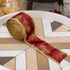 5M Ленточки с узором из листьев Рождественский Подарочный Бант Лента для DIY Легкая Золотая Отделка Лента с проволокой Лента для Рождественской Елки Рождественские Украшения