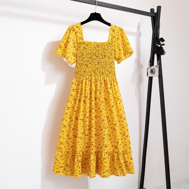 Vintage Floral Dress With Pleated Skirt And Cross Tie For Elegant Summer Workwear