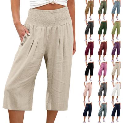 Женские модные свободные повседневные однотонные брюки на пуговицах 7/10, повседневные брюки