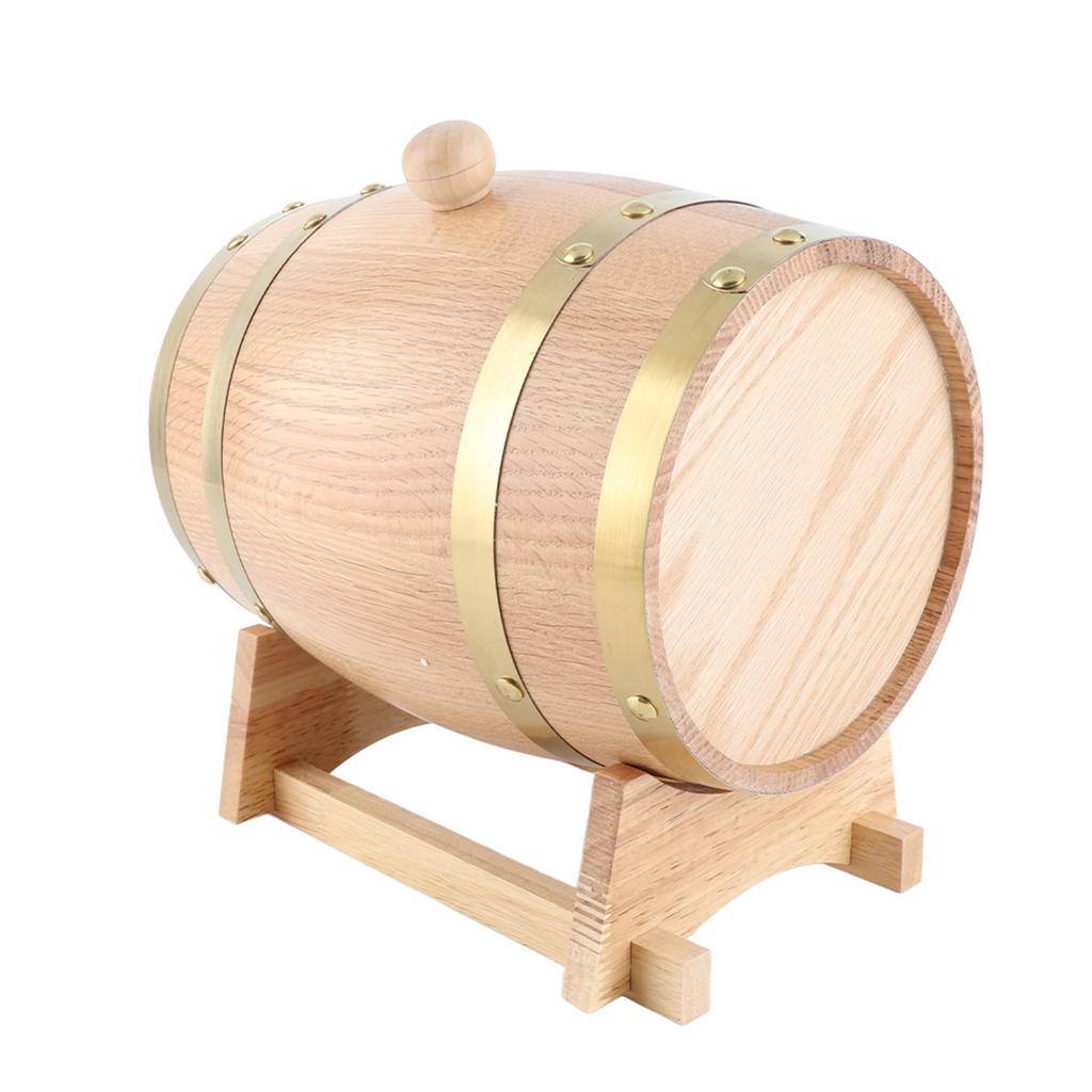 3L Vintage Wood Oak Timber Wine Barrel Dispenser for Whiskey Bourbon Tequila