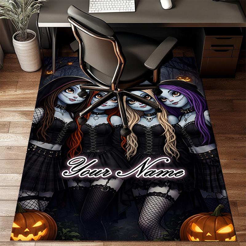 1PC Custom Name Halloween Gothic Sisters Theme Floor Mat Ideal for Living Room, Game Rooms, Office, Bedroom, Office Floor Mat , Floor Mats for Home