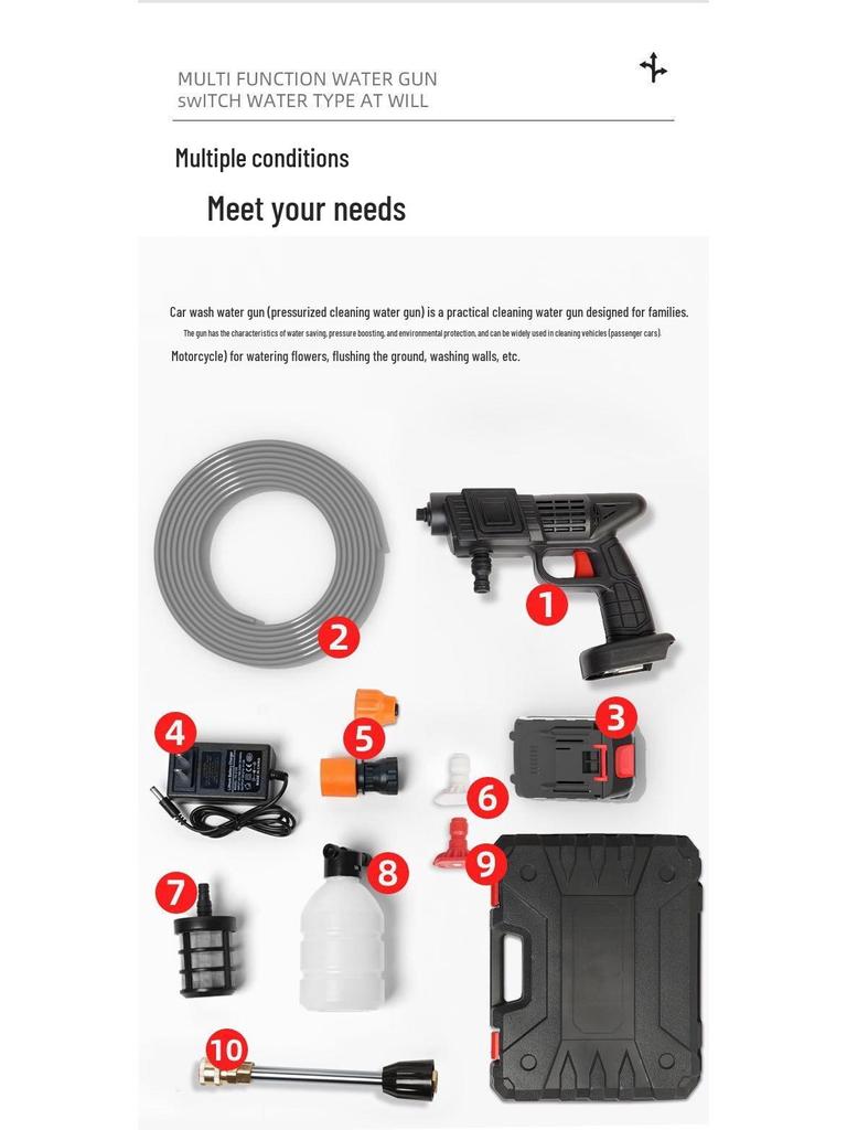 Портативный беспроводной пистолет-распылитель высокого давления для автомойки