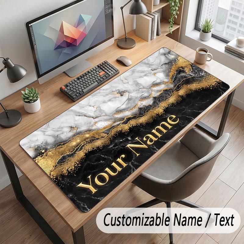 Abstract Geometric Theme Customized Mouse Pad Personalized Print Name Text Desk Mat For Home Office Table Decor