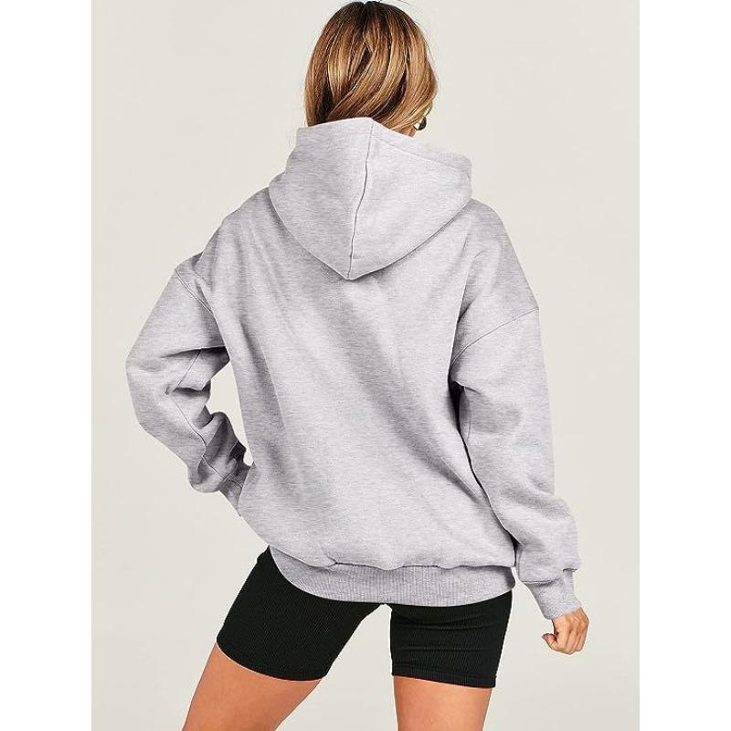 Women's Fashion Casual Solid Color Print Long Sleeve Hooded Hoodies & Sweatshirts