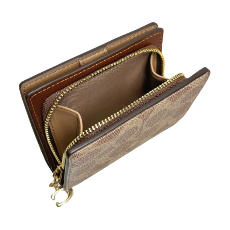 New COACH Coated Canvas Wallet Mini Women's Tan CW789-IMXHE