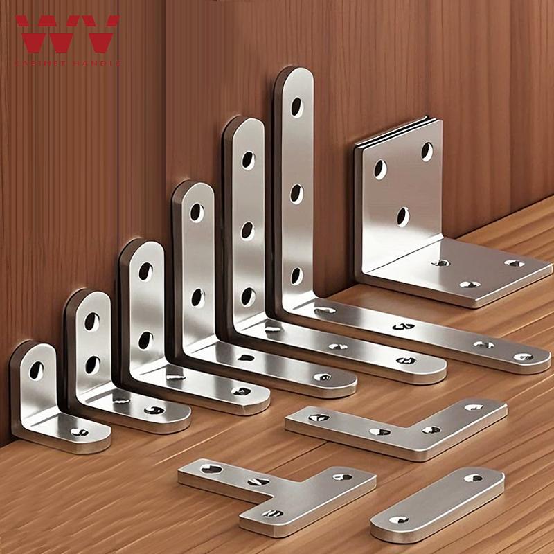 WV 10pcs Thickened Stainless Steel Corner Angle Code 90 Degrees Right Angle Fixed Bracket Furniture Connectors for Furniture