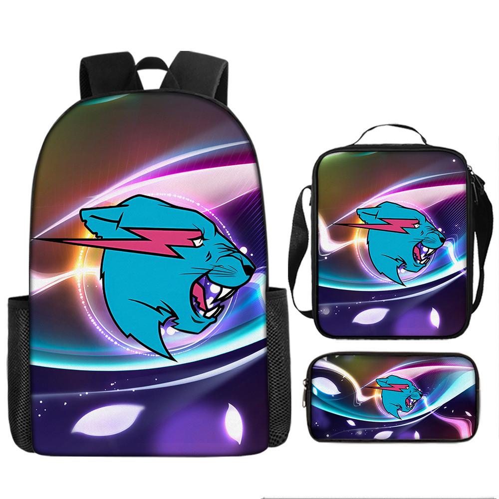 Mr Beast Lightning Cat 3d Print School Backpack With Breathable Oxford Fabric For Kids