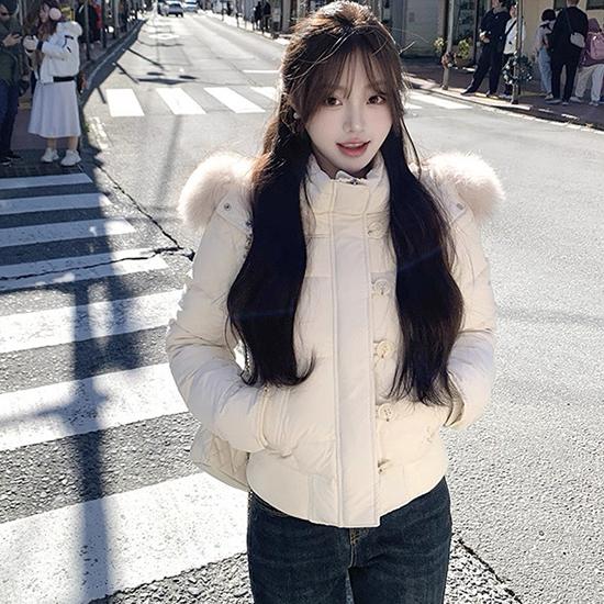 Женская зимняя хлопковая куртка с капюшоном и меховым воротником в американском ретро-стиле, толстая, теплая и холодостойкая, короткая куртка-хлебница