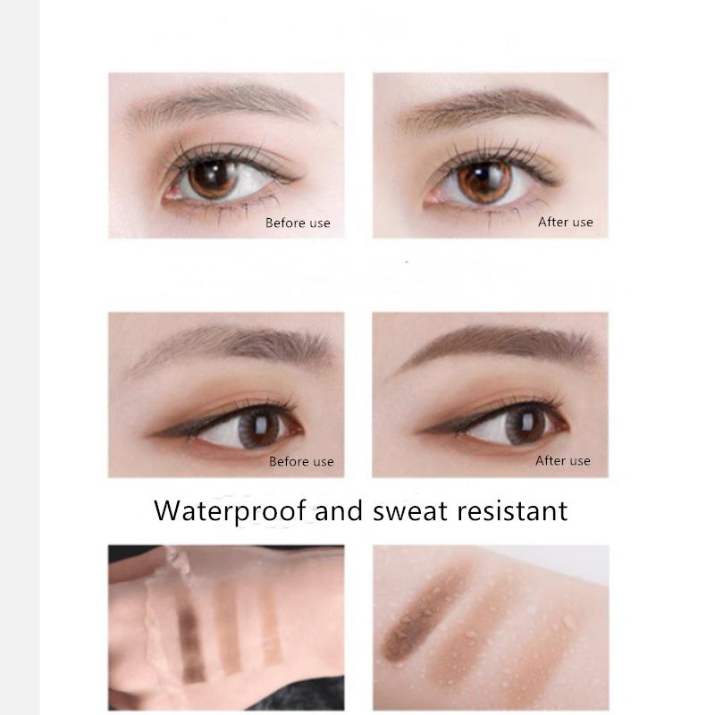 Трехцветный лоток для пудры для бровей, водонепроницаемый, не выцветающий, светлый для мужчин и женщин, серый, против пота, не выцветающий, долговечный