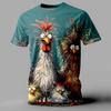 Funny Rooster Retro Vintage Casual Street Style Men's 3D Print T-shirt Sports Outdoor Holiday T-shirt Spring Summer Men Clothing