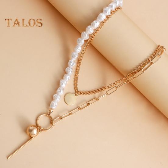 Многослойное ожерелье из искусственного барочного жемчуга для женщин, ожерелье из искусственного жемчуга с подвесками в виде цепочки, ювелирные изделия для жены и подруги