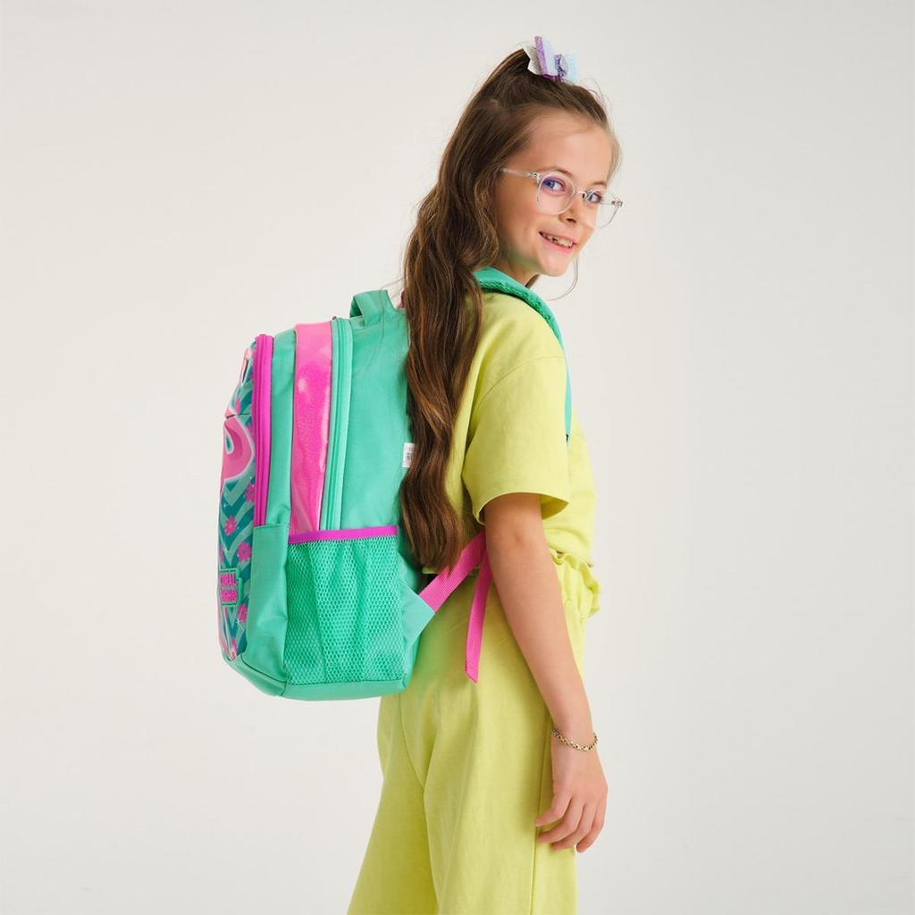 Детский школьный рюкзак с тремя отделениями Coral High Kids Water Green Pink Glittery Flamingo 14382