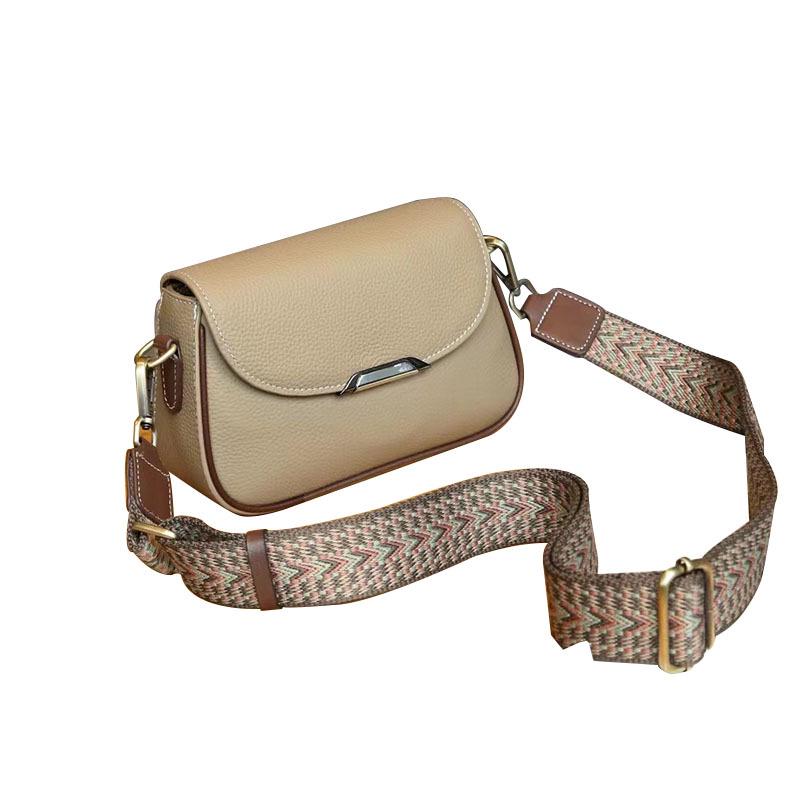 Женская сумка-мессенджер из натуральной кожи 2024 года: Стильная маленькая сумка через плечо из коровьей кожи с широким ремнем