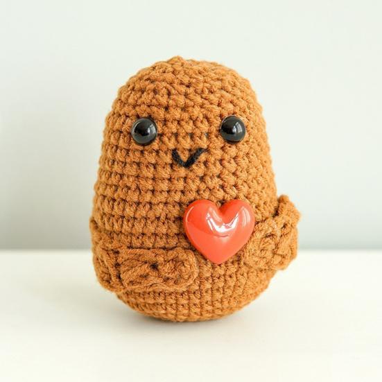 Позитивная кукла-картошка ручной работы с вдохновляющей открыткой, милая вязаная фигурка для эмоциональной поддержки в комнате, декор