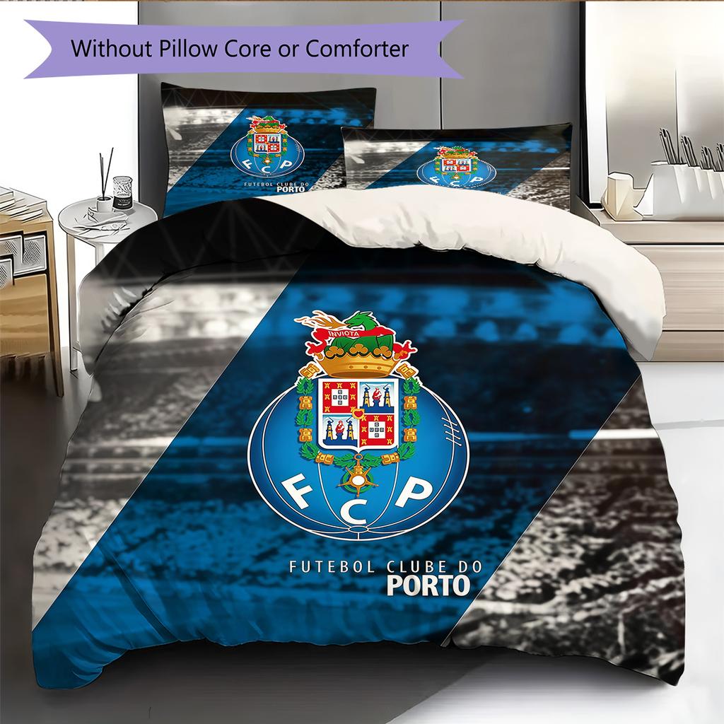 Futebol Clube do Porto Pattern Bedding Quilt Set Home Decoration Gift (1 * duvet cover + 2 * pillowcase without core)