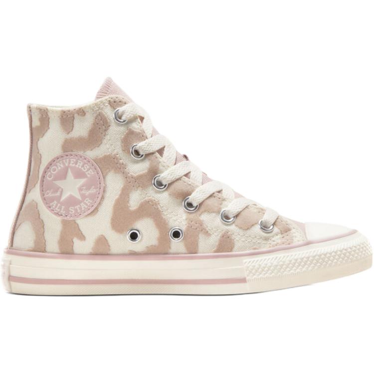 Converse Chuck Taylor All Star Леопардовые Модные Удобные Высокие Кеды из Канваса Детские Кроссовки Светло-Розовые A10048C