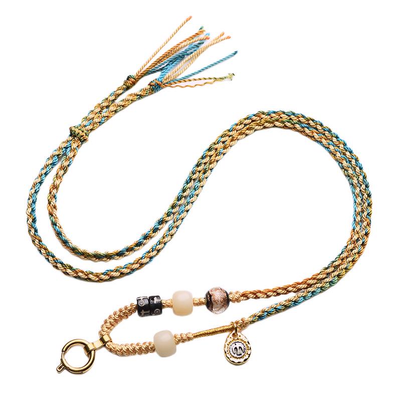 Цепочка для тайского амулета ручной работы: Тибетская подвеска Тханка с хлопковым шнуром ручной работы и агатом Дзи - Стиль А