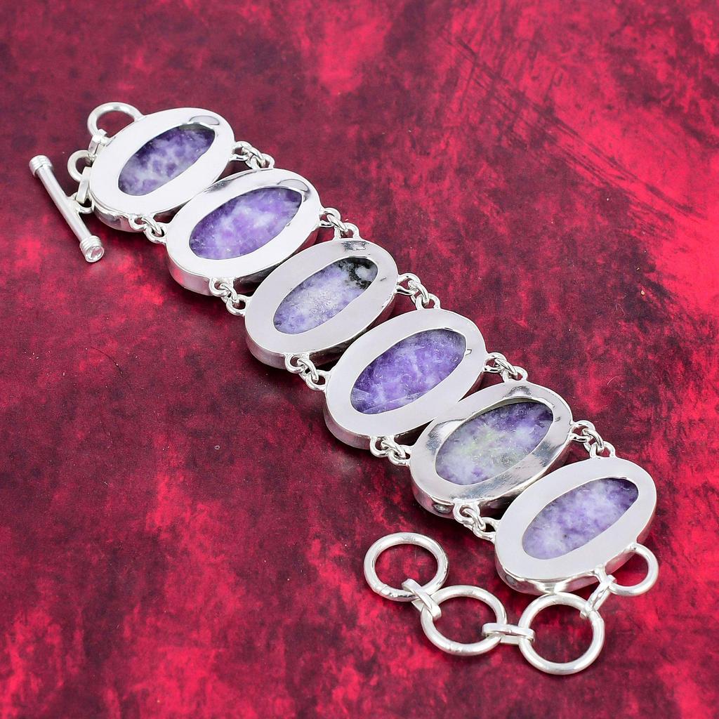 Ювелирные изделия из браслета из лепидолита, Ювелирные изделия из стерлингового серебра 925 пробы, Ювелирные изделия ручной работы Красивый браслет из драгоценных камней для любви