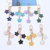 Dainty Enamel Metal Flower Pendant Key Chain Multi Color Key Bag Charms Keyring For Women