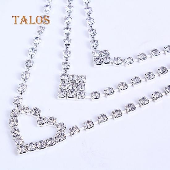 Women's Wedding Bride Love Heart Multilayer Necklace Earrings Jewelry Set Gift Accessories
