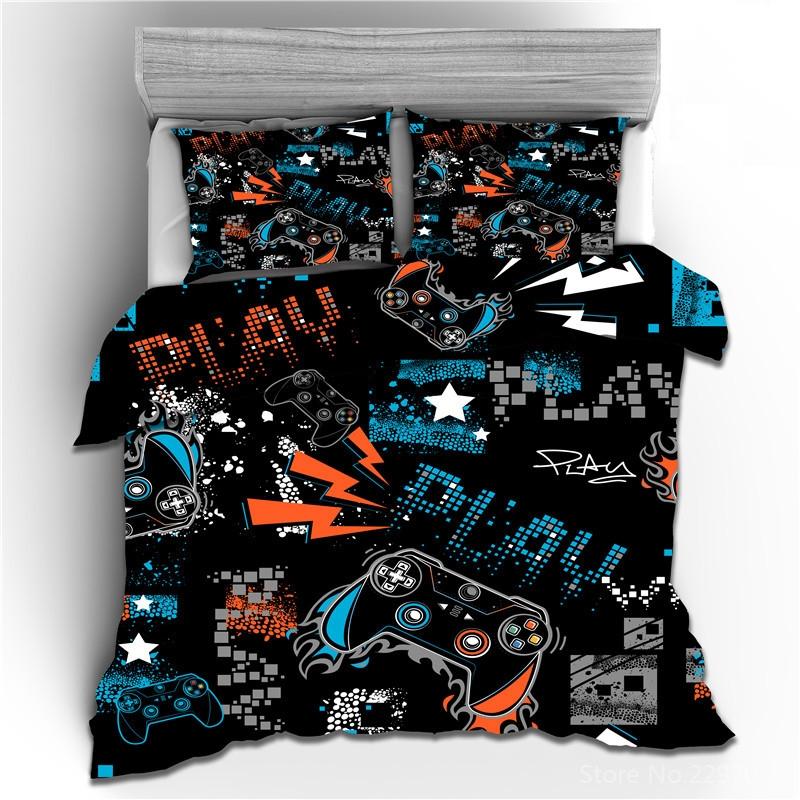 Fashion Black Family Game Gamepad 3d Bedding Set Adult Kids Gifts Pillowcase Duvet Cover Sets Bedroom Decor King Bed Linen Sets