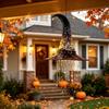 Lighted Witch Hat Hanging Chime Warm Led Glow Hanging Design LED Halloween Ornament Decor Warm LED Lights Hanging Witch Hat