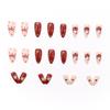 24 Pieces Autumn and Winter Christmas Red Kitty Cat Bow Star Almond Nail 24 Pieces Wearable Nails