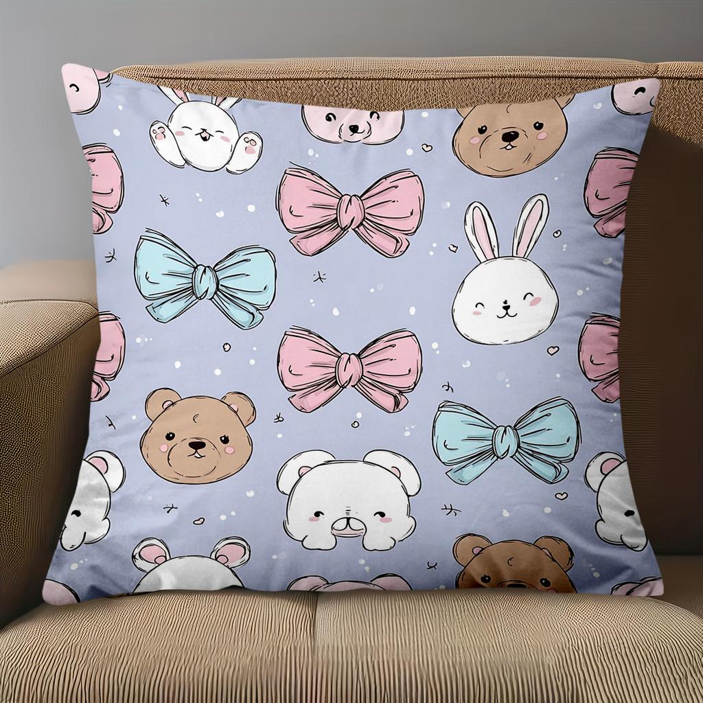1 Pieces Cute Animal Bow Pattern Decorative Cushion Pillow Polyester pillowcase, sofa decorative cushion cov Headboard Pillow