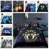 Wolf Themed Bedding Set with Animal Pattern Down Duvet and Pillowcase 2/3 Pieces of Microfiber Fabric Washable and Quick Drying Home Decoration