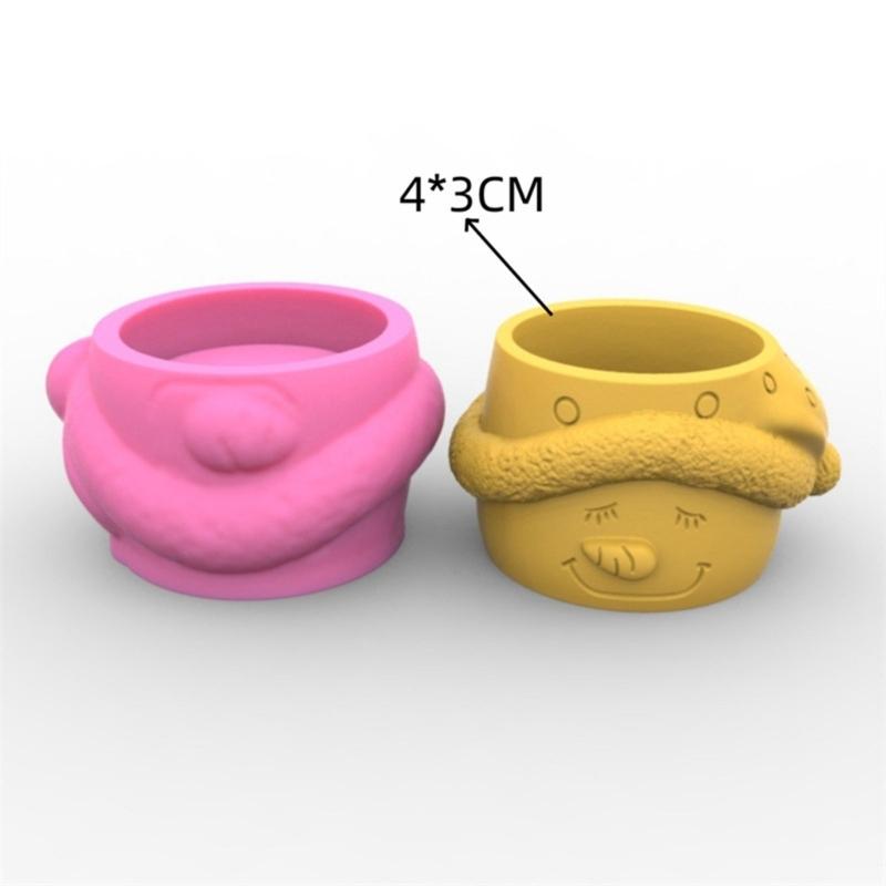 3pcs  Snowman Flower  Silicone Molds Pen Holder Concrete Mold Succulent Planter Making Tool for  Craft Supplies