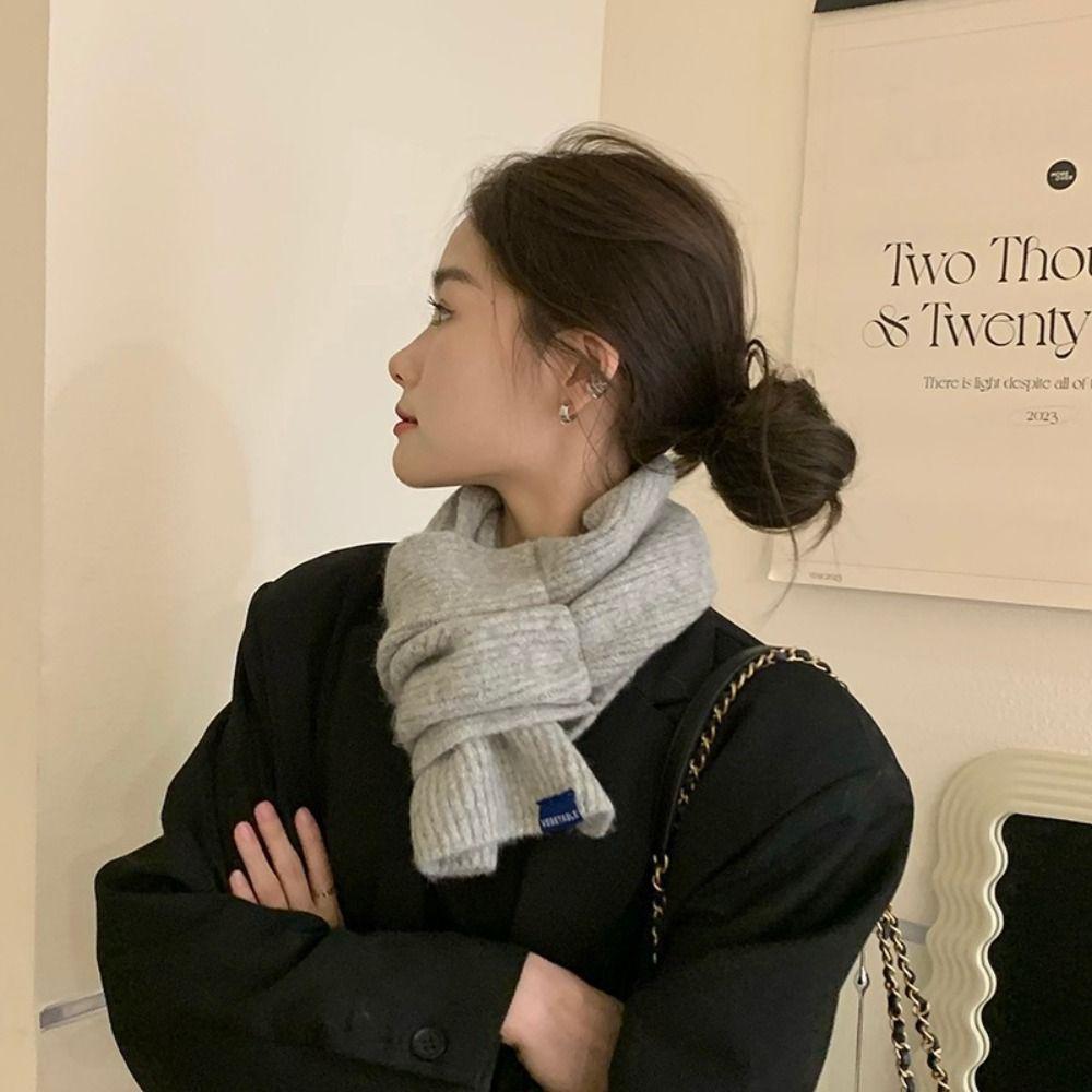 Однотонный зимний теплый шарф, утолщенный шерстяной шарф с перекрестными вязками, модный вязаный шарф Y2K унисекс