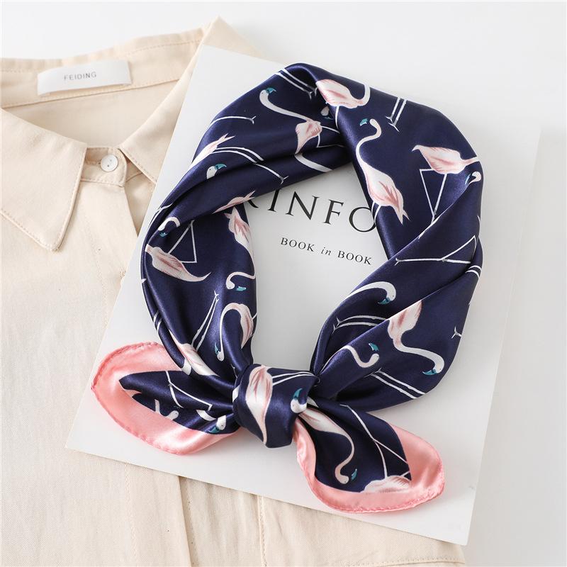 60cm Women'S New Versatile Simulated Silk Neck Protection Sunscreen Small Square Scarf Professional Scarf Headscarf