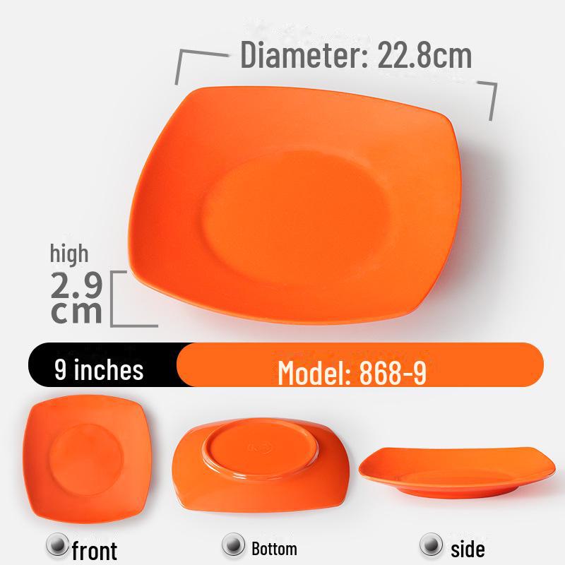 Квадратная тарелка из ударопрочного меламина - долговечный искусственный фарфор для ресторанов и отелей.