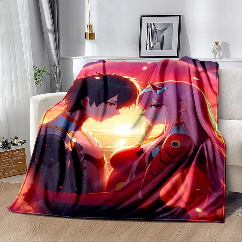 29 Style Cartoon Zero Two 002 Hiro Sexy Girl DARLING in The FRANXX Flannel Blanket,Soft Throw Blanket for Home Bedroom Bed Sofa