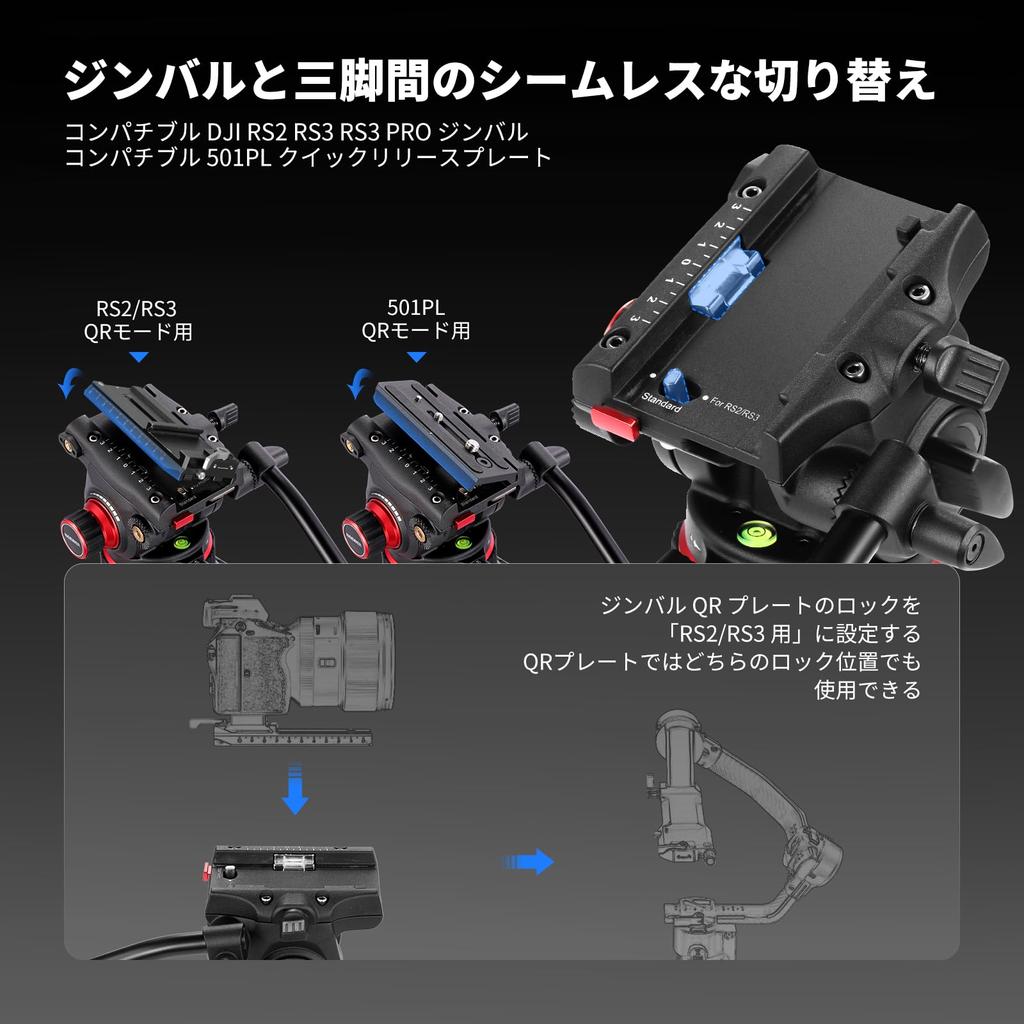 NEEWER 198см Видеоштатив Штатив для камеры Углеволокно Одношаговый Быстросъемный Замок Регулируемая Высота Грузоподъемность с Демпфирующим Жидкостным Режимом QR-площадка Макс