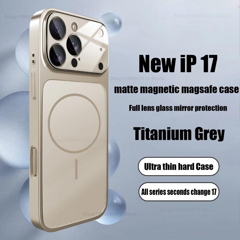Официальный матовый нано-стеклянный бронированный чехол для iPhone 17 16 15 14 13 Pro Max 17Pro Air Для Magsafe Беспроводная зарядка Магнитная жесткая крышка