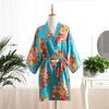Comfortable Homewear Adult Sateen Peony Flower Open Robe Mother's Nightgown Nightgown Bathrobe Peacock Kimono Fashionable Elegant Elegant