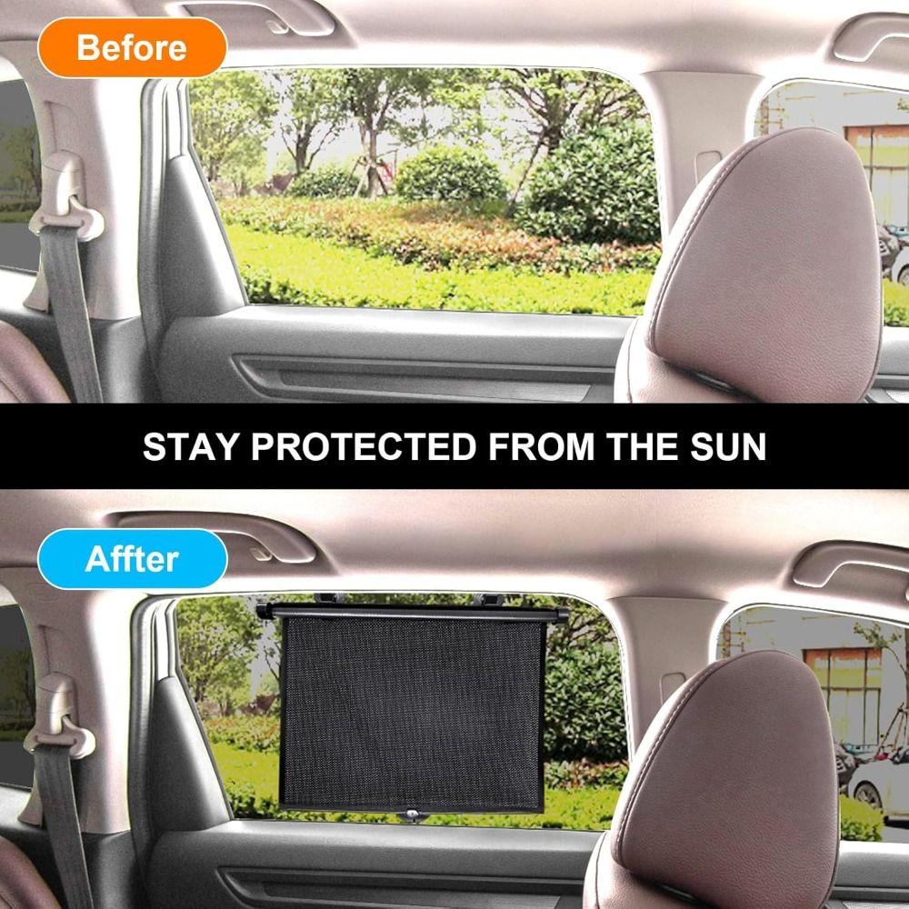 Retractable UV-Protection Curtains Black Car Window Sun Visors Sunshade Roller Blinds Home Office