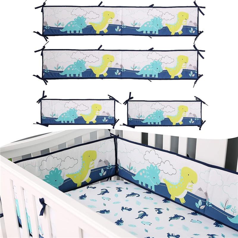 4 шт. дышащие хлопковые бортики для детской кроватки, мягкая подкладка, мягкая защита для кроватки, накладки на бампер для мальчиков и девочек