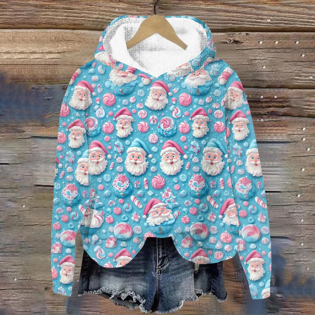 Женская мода повседневная вязанная кофта с длинным рукавом и рождественским принтом