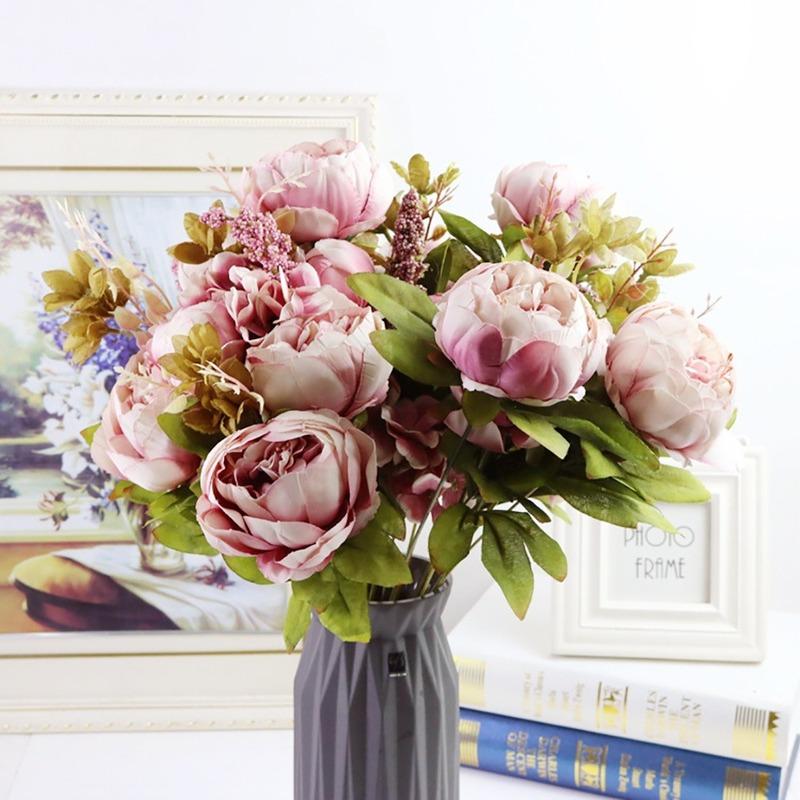 1 букет искусственных пионов чайной розы цветы камелии шелковые искусственные цветы флорес для домашнего сада свадебное украшение своими руками