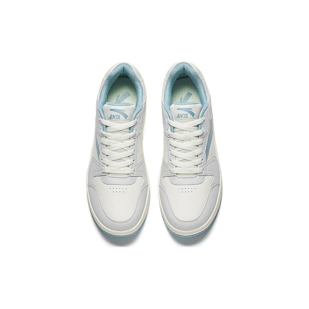 Anta Zero Feel Synthetic Leather Slip Resistant Height Increasing Low top Skateboard Shoes Men's White Blue 912518068F-12