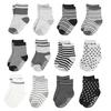 12 Pairs Cotton Socks For Toddler Boys Girls Anti-slip Knit Ankle Socks For 1-3 Years Baby