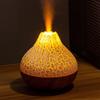 Compact Wood Grain Flame-Effect Humidifier with RGB Mood Lighting and Quiet High Mist Output